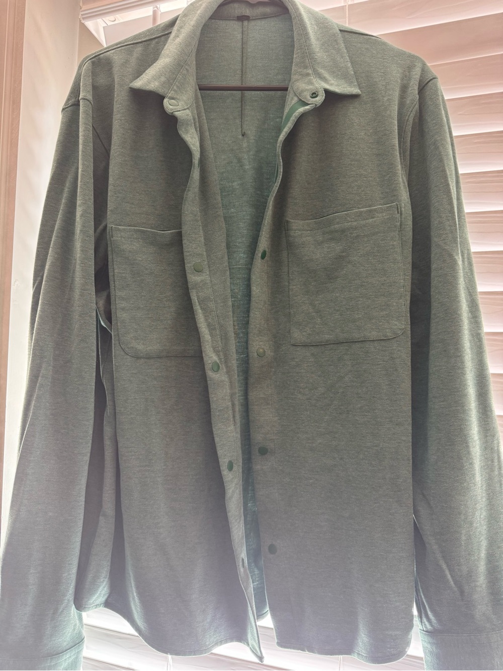 Men's Green Button-Up Shirt Jacket